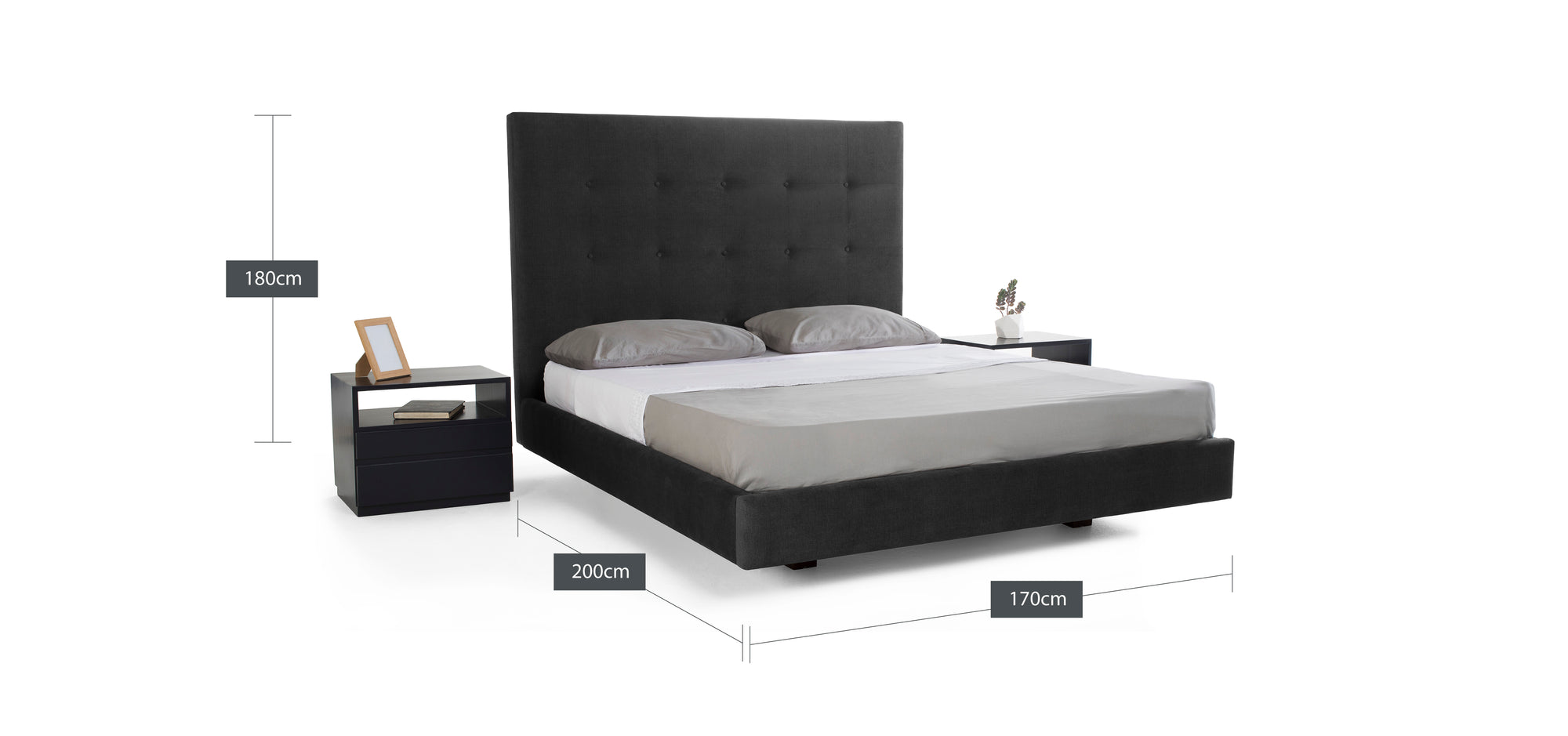 Cama Queen Soren, Gris Carbon