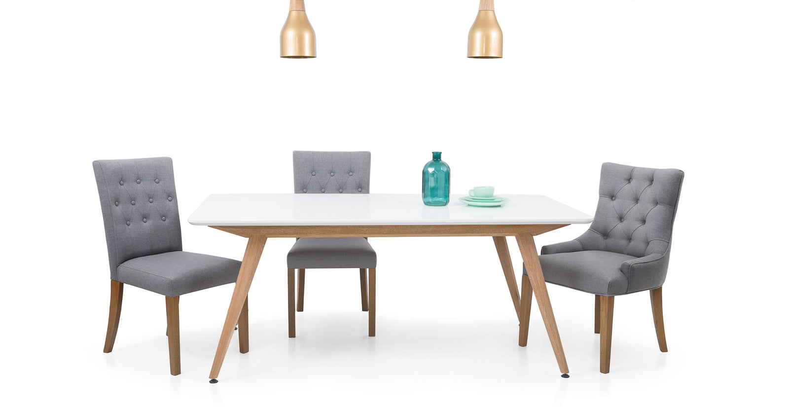 Comedor Hudson, Combo con 6 sillas (4 x Fletcher, 2 Fawn)