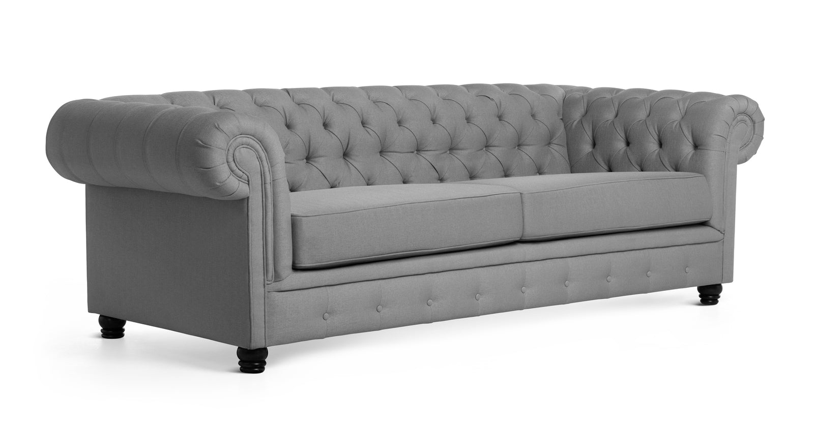 Sofá Chester de 3 Plazas, Gris Perla