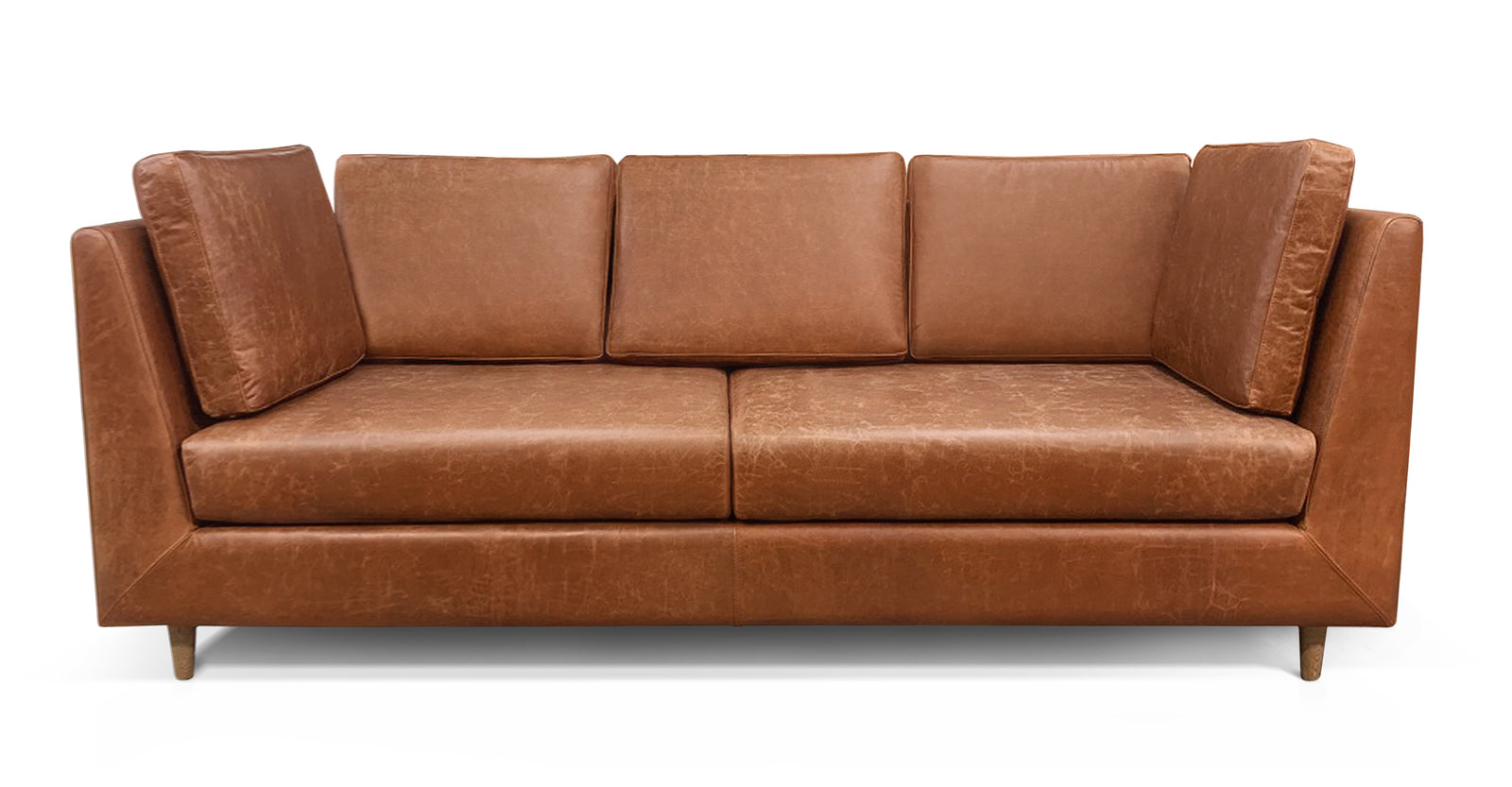 Sofá Anders de 3 Plazas, Cuero Café Envejecido