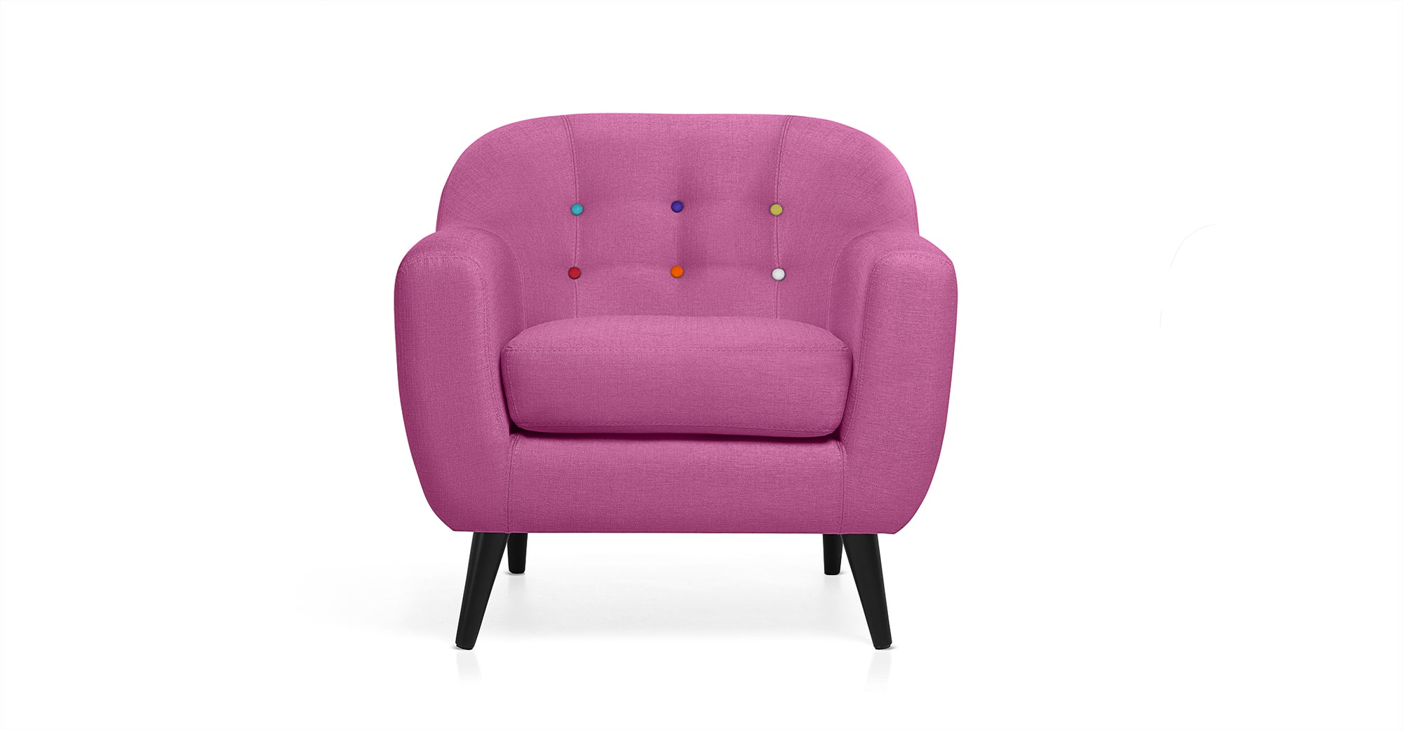 Sillón Cadence, Magenta con botones Arcoíris