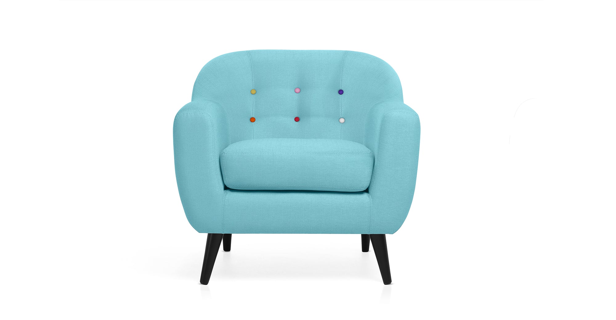 Sillón Cadence, Azul Menta con Botones Arcoíris