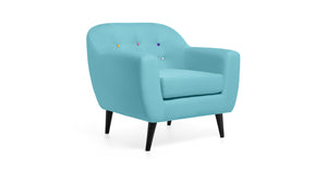 Sillón Cadence, Azul Menta con Botones Arcoíris