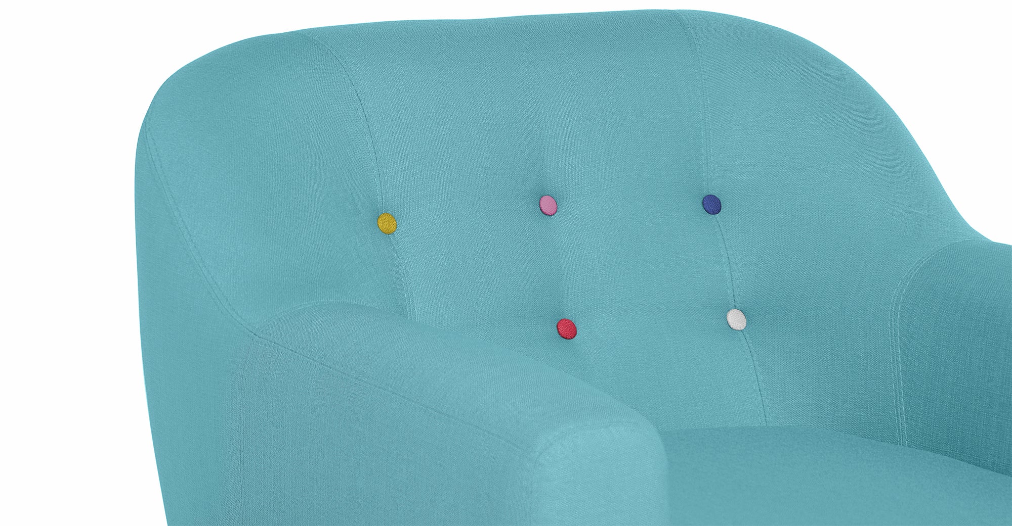 Sillón Cadence, Azul Menta con Botones Arcoíris