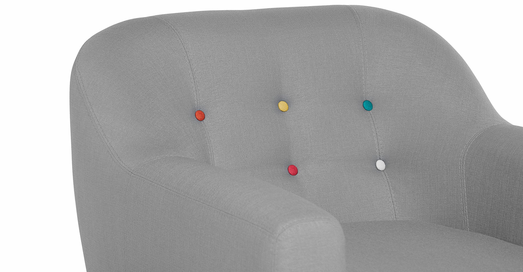 Sillón Cadence, Gris Perla con Botones Arcoiris